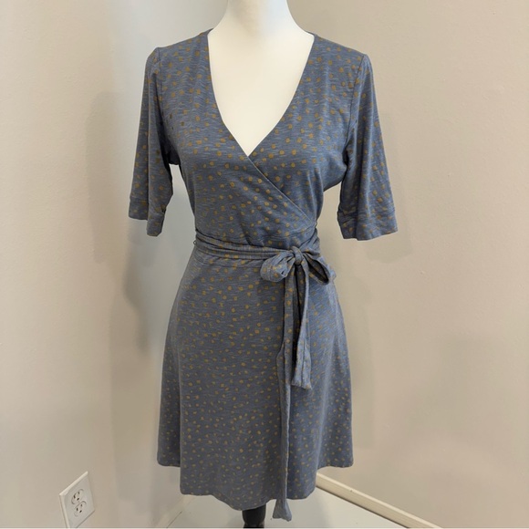 Women Toad & Co Cue Faux Wrap Cafe Dress Pockets Organic Cotton Blend Medium - Picture 1 of 7
